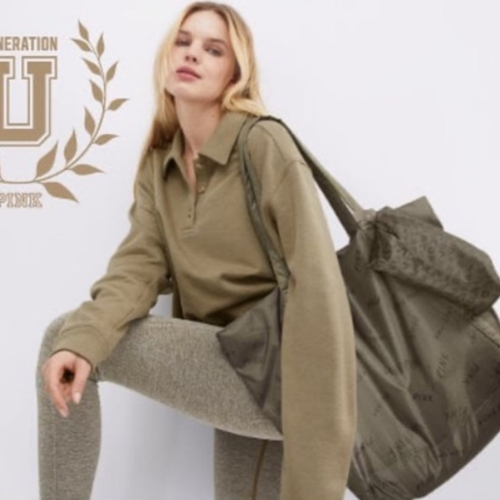 Pink Victoria’s Secret Olive green weekend tote bag and pouch large workout bag - Picture 16 of 16